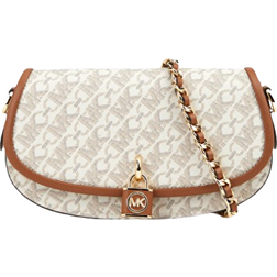 Michael Kors Mila Small Empire Signature Logo Shoulder Bag - Vanilla/Luggage