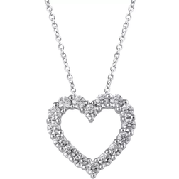 Macy's Heart Pendant Necklace - White Gold/Diamonds