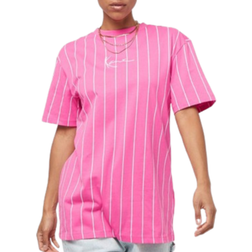 Karl Kani Small Signature Essential Pinstripe Oversized Tee - Pink