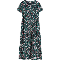 Seasalt Cornwall Line Strokes Short Sleeve Dress - Creekside Floral Maritime