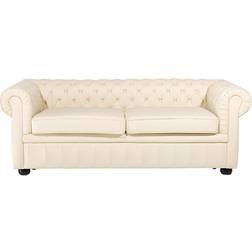 Beliani Chesterfield Cream Sofa 195cm 3-Sitzer