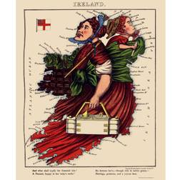Maps of the Past Ireland - Lancaster 1869 Red/Multicolour Poster 23x27.7"
