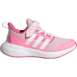 Adidas Kid's Fortarun-2.0 Cloudfoam Elastic Lace Top Strap Shoes - Clear Pink/Cloud White/Bliss Pink