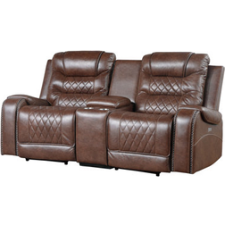Benjara Power Reclining Loveseat Brown Sofa 77.5" 2 Seater