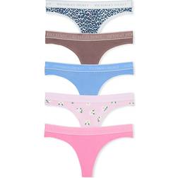 Victoria's Secret Logo Cotton Thong Panties 5-pack - Multicolour