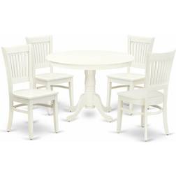 Alcott Hill Devoe Linen White Dining Set 42" 5pcs