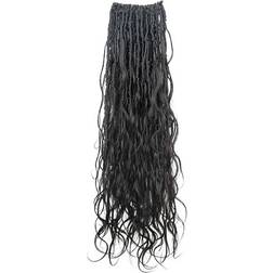 Eayon Hair Wholesale-Crochet Boho Locs Hair With Body Wave Human Hair French Curls 22 inch Natural Color Black
