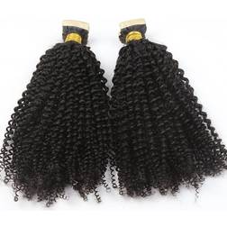 Eayon Hair Tape In Hair Extension Afro Kinky Curly Human Hair 18 inch & 20 inch 2-pack Natural Black