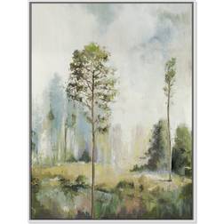 Birch Lane Tall Green Trees I White Framed Art 31.5x41.5"