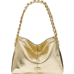 Michael Kors Jordyn Small Metallic Snake Embossed Leather Shoulder Bag - Pale Gold