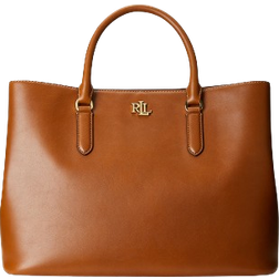 Ralph Lauren Leather Large Marcy Satchel - Lauren Tan