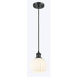 Innovations Lighting White Venetian Matte Black Pendant Lamp 6"