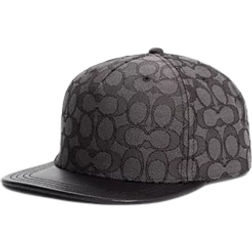 Coach Signature Jacquard Flat Brim Hat - Charcoal/Black