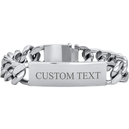 Bling Jewelry Engravable Name Bar Plated Bracelet - Silver