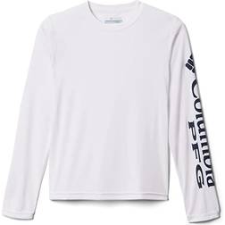 Columbia Kid's PFG Terminal Tackle Long Sleeve Shirt - White/Collegiate Navy Logo