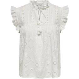 Only Embroidery Sleeveless Top - White/Cloud Dancer