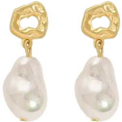 Shein 1pair Minimalist & Fashionable Luxury Baroque Style Unconventional Pearl Earrings