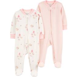 Carter's Baby 2-Way Zip Cotton Sleep & Plays 2-pack - Pink