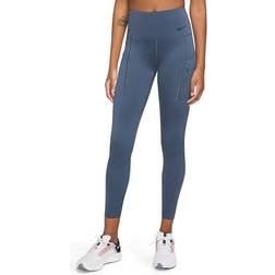 Nike Women's Go Firm-Support High-Waisted 7/8 Leggings with Pockets - Diffused Blue/Black