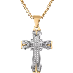 Macy's Cross Pendant Necklace - Gold/Silver/Diamonds