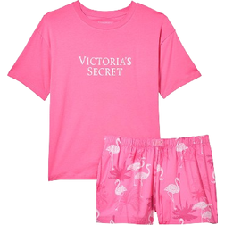 Victoria's Secret Cotton Short Tee Jama Set - Hollywood Pink Flamingos
