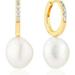 Sif Jakobs Womens 18k Gold Plated Padua Uno 18ct Yellow-gold Sterling-silver and Pearl Drop Earrings 18k gold plated