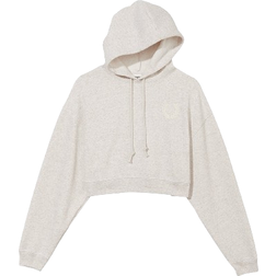 PINK Everyday Fleece Cropped Hoodie - Heather Oatmeal Beige