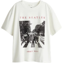 H&M Oversized Printed T-shirt - White/The Beatles