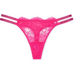 Victoria's Secret Double Shine Strap Lace Thong Panty - Forever Pink