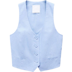 Mango Linen Suit Waistcoat - Sky Blue