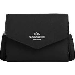 Coach Mini Envelope Wallet With Strap - Pebbled Leather/Silver/Black