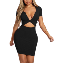 Shein SXY Cut Out Twist Front Plunge Neck Bodycon Dress