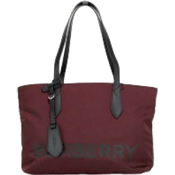 Burberry SmallLogo Branded Econyl Tote Shoulder Handbag - Burgundy