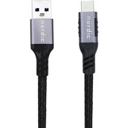 Nördic USBC-N1362 60W 3A 5Gbps 3.2 Gen1 USB A - USB C M-M 1m