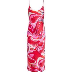 L'agence Seridie Silk Slip Dress - Pink Multi Tie Dye Swirl