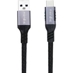 Nördic USBC-N1360 60W 3A 5Gbps 3.2 Gen1 USB A - USB C M-M 0.2m