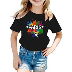 Olympics Little Girl's 2024 ParisGraphic T Shirt Short Sleeve Round Neck For Kids