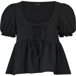 Gina Tricot Tie Front Top - Black