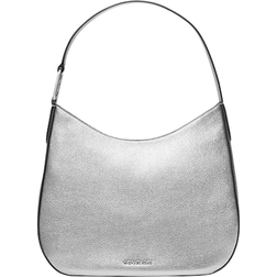 Michael Kors Kensington Large Metallic Leather Hobo Shoulder Bag - Silver