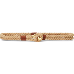 Lauren Ralph Lauren Women's Leather Trim Rope Toggle Skinny Belt - Natural/Lauren Tan