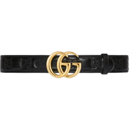 Gucci GG Marmont Matelasse Wide Belt - Black Leather