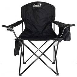 Coleman Portable Camping Chair With 4-Can Cooler Fully Cushioned Seat And Back With Side Pocket and Cup Holder