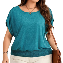 Shein LUNE Plus Size Women's Colorful Easter Loose Round Neck Casual T-Shirt With Tightened Hem For Vacation Casual Wear