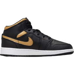 Nike Air Jordan 1 Mid GS - Black/White/Metallic Gold