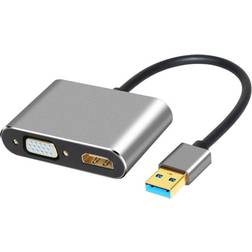 Nördic USB-VGAHD USB A - HDMI/VGA Adapter M-F 0.1m