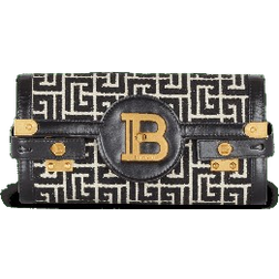 Balmain B-Buzz 23 Jacquard Monogram Clutch Bag - Ivory/Black