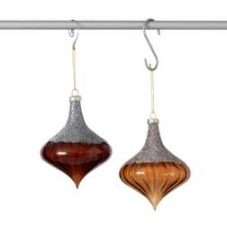 Sullivans Amber Glass Finial Brown Christmas Tree Ornament 5.5" 2pcs