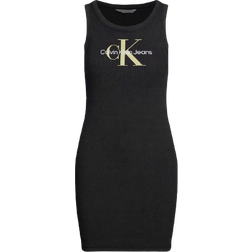 Calvin Klein Ribbed Monogram Tank Dress - Ck Black