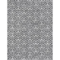 Unique Loom Matrix Trellis Collection Gray, White 108x146"