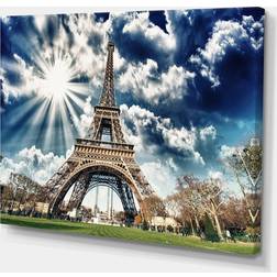 Design Art Magnificent Eiffel Tower View Blue Framed Art 12x8"